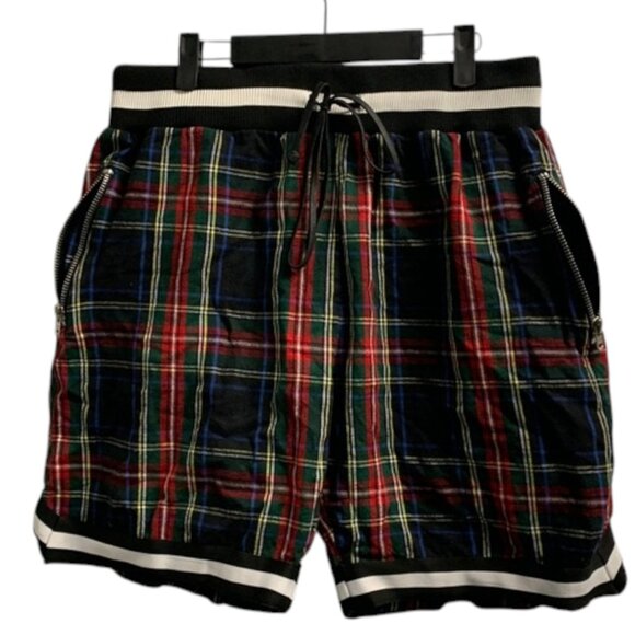 MNML Basketball Shorts Men’s XL Black Plaid Streetwear Drawstring Casual Gym - Picture 1 of 11